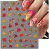 Geprägte Herbst-Nagelkunst-Sticker, 5D Thanksgiving-Tag Nagel-Aufkleber, Selbstklebende Ahornblätter für DIY Herbst-Nagelzubehör Dekoration(5 Blätter)