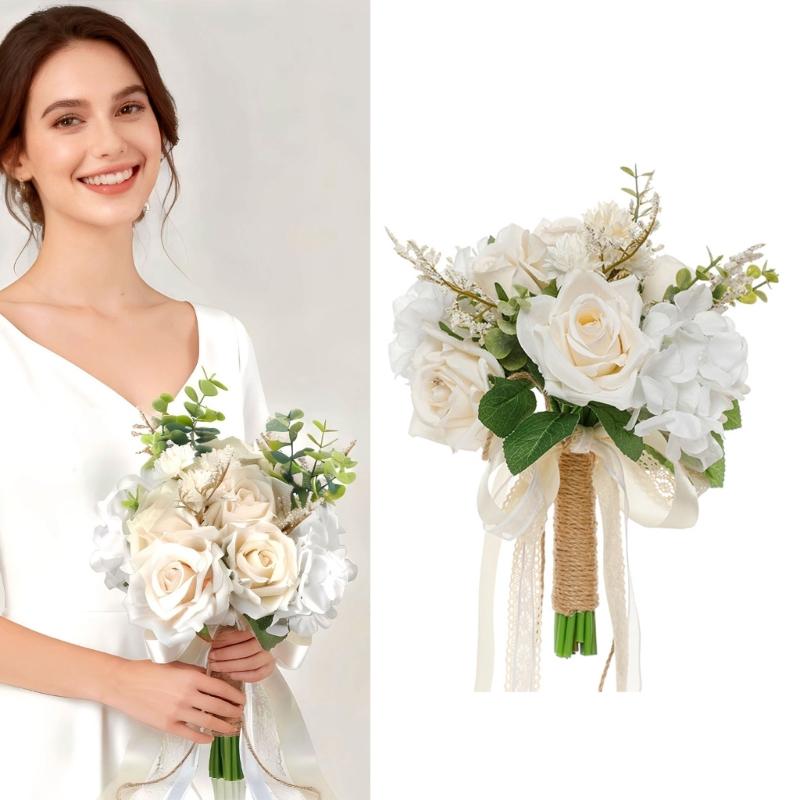 Simulation Artificial Flower Bridal Bouquet for Wedding Ceremony Anniversary Celebration Handheld Flower Photo Props