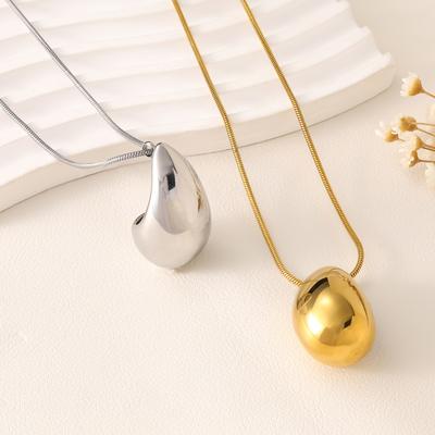 European and American High-end Stainless Steel Water Drop Necklace Niche Retro Fashion Pendant Temperament Versatile and Simple