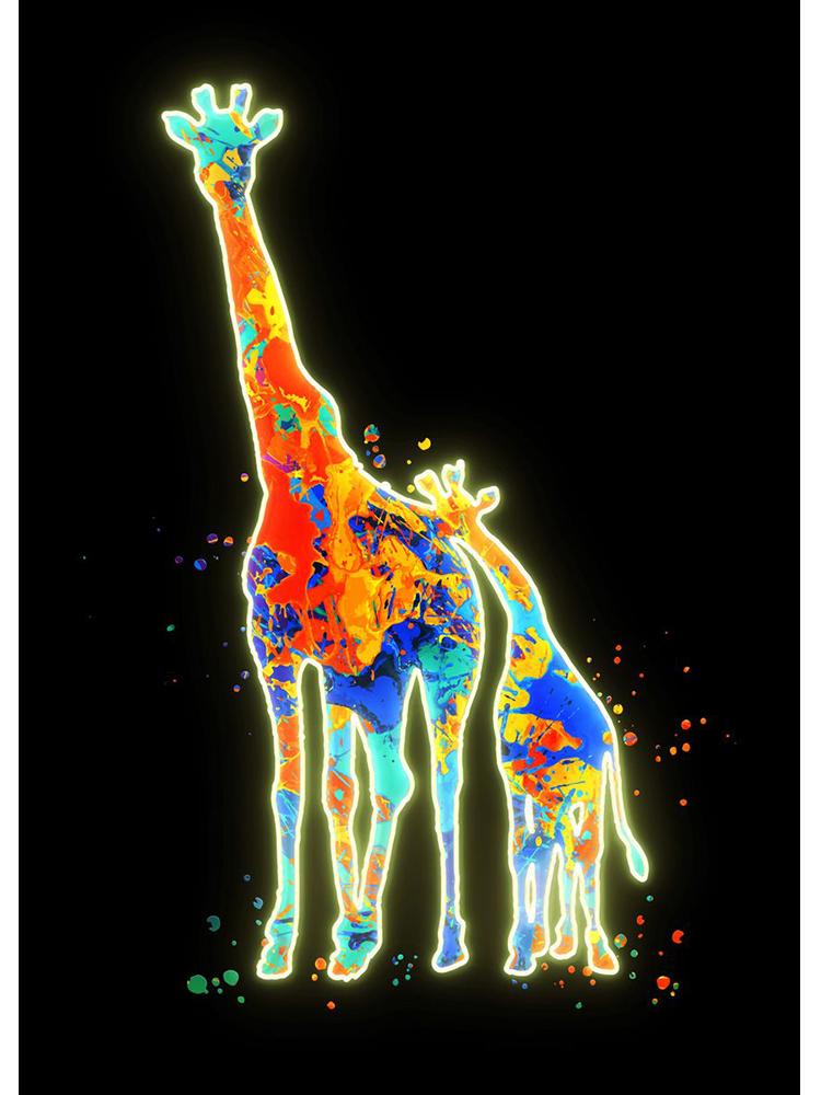 

Неоновый дизайн, постеры с милыми животными, холст, картина, фламинго, олень, жираф, кошки, настенный художественный принт на стене, современный декор для детской комнаты 21x30cm No Frame