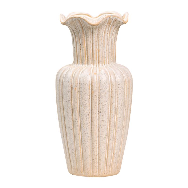 Wabi-Sabi Ceramic Vase: Elegant Hydroponic Bamboo Arrangement for Living Room & Dining Table