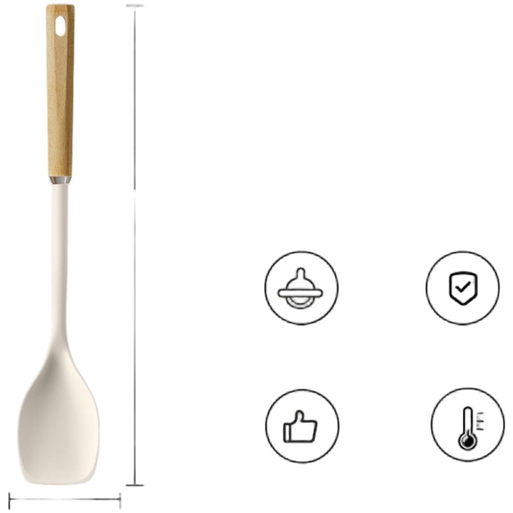 1PC Silicone Spatula Set Non-Adhesive Protection Comfortable Wooden Handle Food Safe High Temperature Resistant Spatula Set