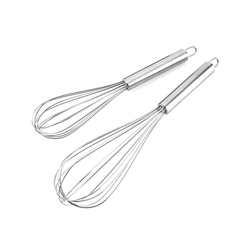 8", 10", 12" Stainless Steel Manual Egg Whisk - Multi-purpose Handheld Beater for Cream and Egg White Mixing