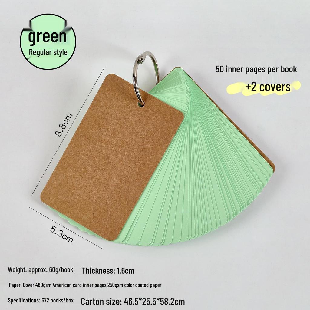 Portable English Word Cards: Hard Cardstock Pocket Ring-Bound Notebook.