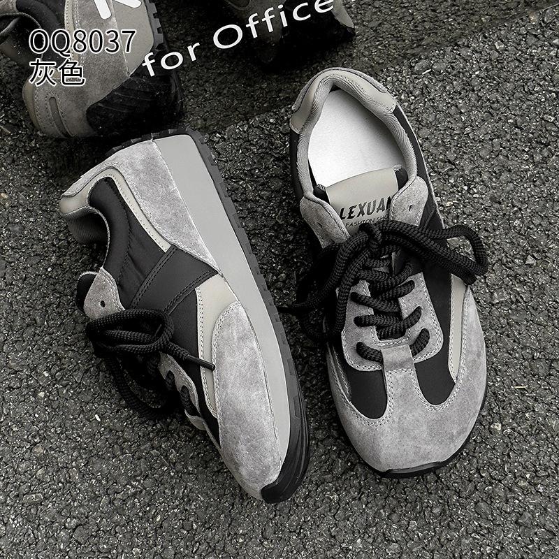 Platform-soled waffle Forrest Gump shoes spring and autumn new leather ins trendy German training casual shoes