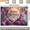 2D Purple Pink Floral Birthday Photography Backdrop Party Decoration Background Cloth