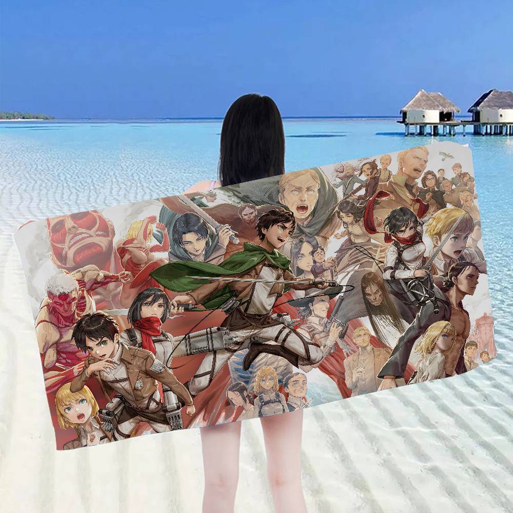 Anime A-Attack On Titan Small Microfiber Blanket Quick Drying Beach Towels Oversized Printing Super Absorbent Pool Towel Blanket
