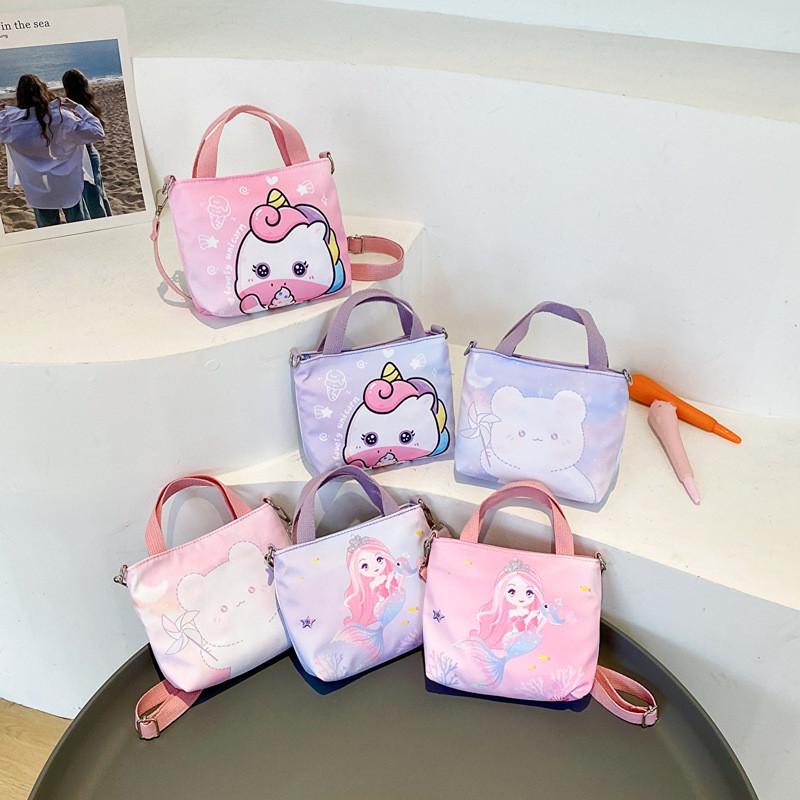 Stylish Cartoon Print Crossbody Bag For Kids Versatile Canvas Shoulder Bag For Girls And Boys