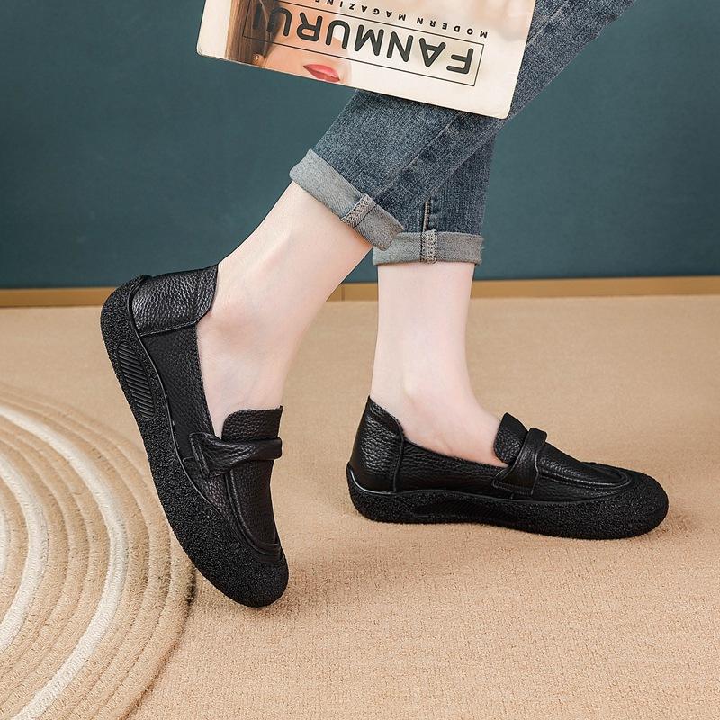 Retro Oxford Sneaker Woman Cow Leather Shoes for Women  Vintage Lace Up Leather Sport Shoes Soft Flat Moccasins 2026 New