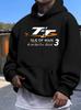 Casual Fleece Hoodie with Isle of for Man TT Graphic Print