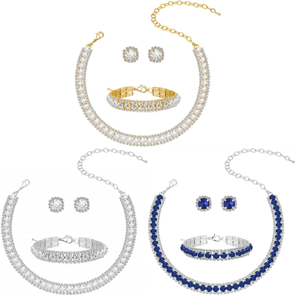 Elegant Silver Alloy Jewelry Collection With Cz Stud Earrings And Lockchain Necklace For Office Wear