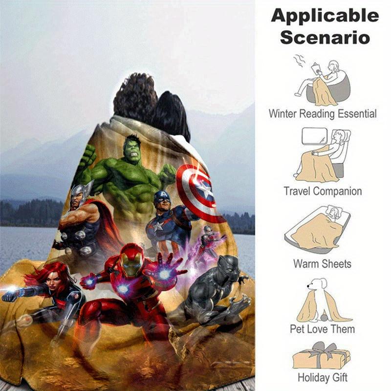 1 pièce Couverture Imprimée Avengers - Douce, Couverture Toutes Saisons pour Salon, Chambre, Cadeau Personnalisé avec Design Cartoon Adorable