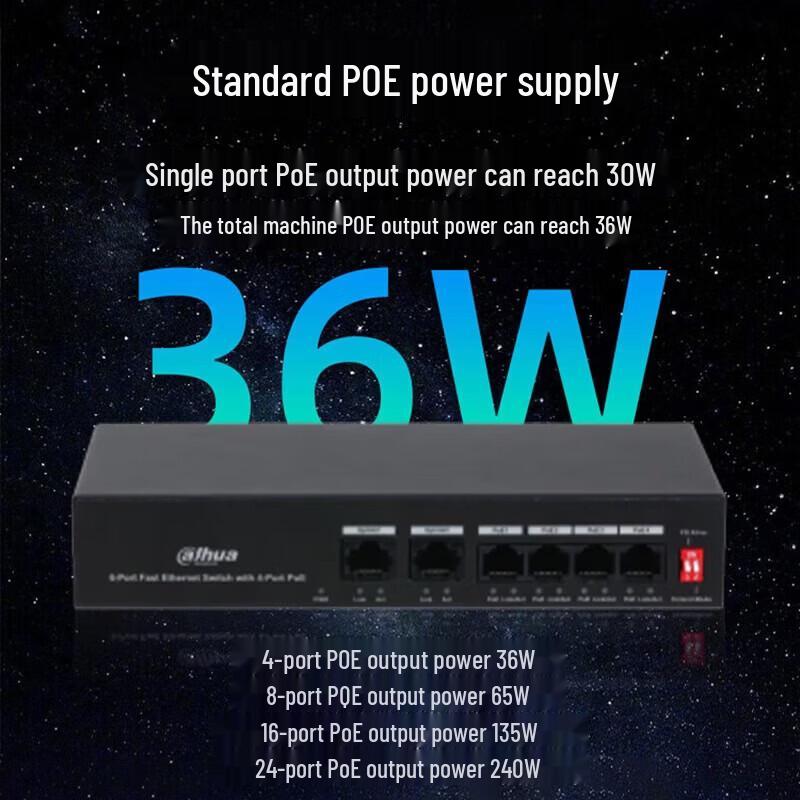 Dahua DH-S1300C-4ET2ET-APWR PoE Network Switch CN plug (adapter included)