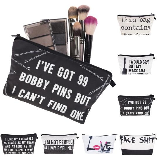 

Женская косметичка с буквенным принтом, дорожная косметическая сумка для хранения клатча