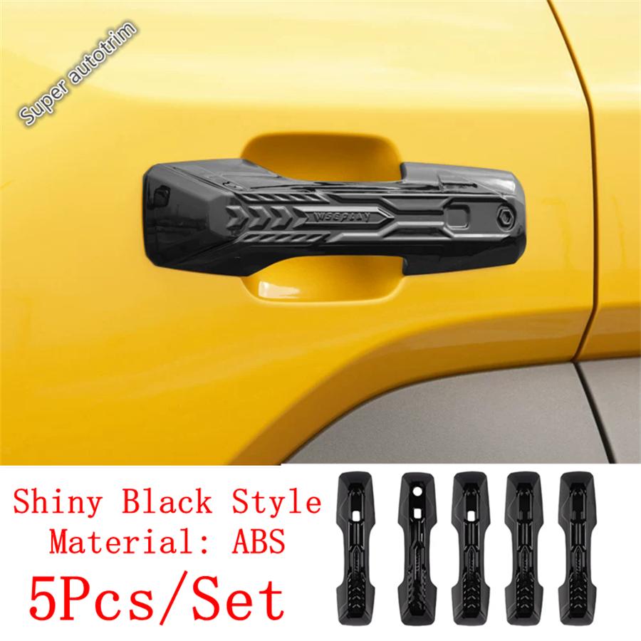 Car Rear Tail Gate Handle Protection Cover Outer Side Door Handle Trim ABS Glossy Black Accessories For BYD Leopard 5 2024 2025