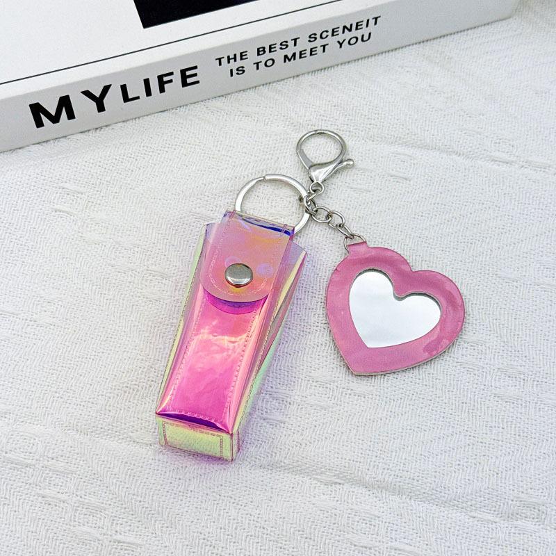 Portable Lipstick Bag Pouch Lip Balm Bag Keychain Holder Creative Lipsticks Protective Cover With Mirror