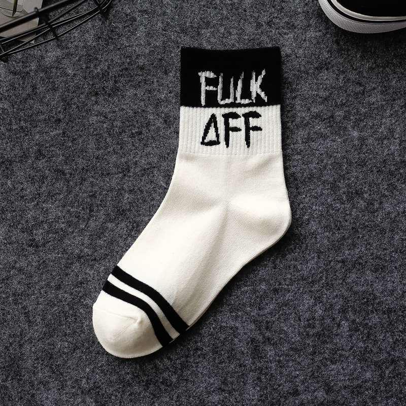 Fashion Men Women Cool Letter Print Funny Design Cotton Black Red Casual Socks