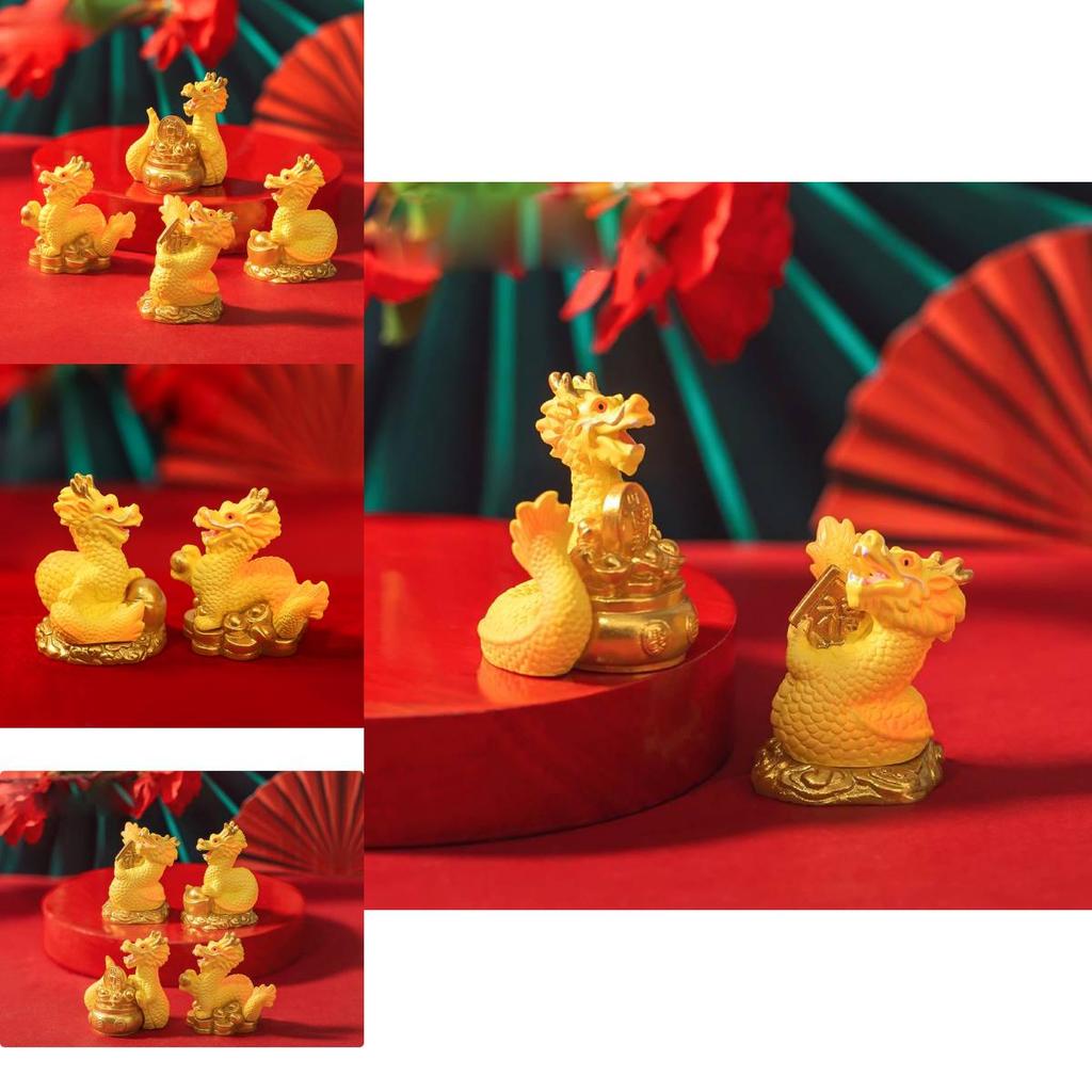 Premium Golden Dragon Desktop Decor With Auspicious Symbols For Car Or Home