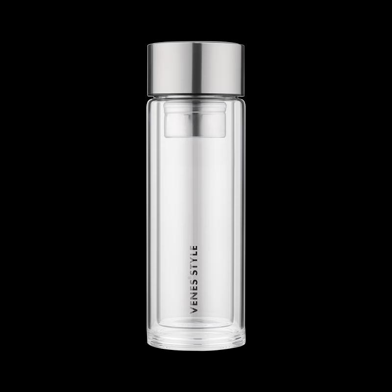 VENES Magnetic Pop-up Tea Infuser Double Wall Glass Mug
