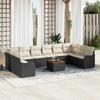 Garden Sofa Set 11 pcs Black and Cream Poly Rattan