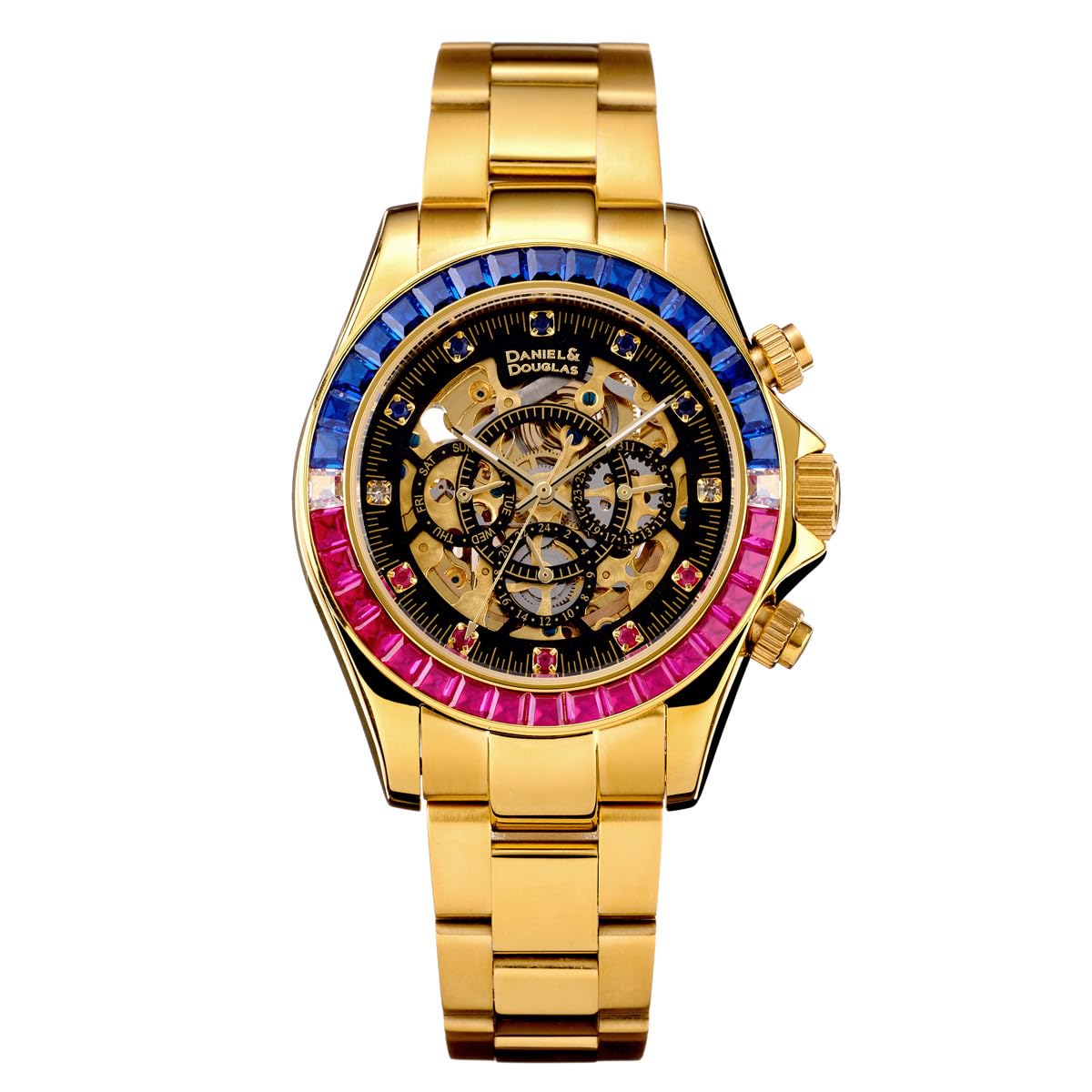 

Наручные часы Механические Автоматические DD8802DG Аналоговые Автоматические Золотые Серебристые DANIEL&DOUGLAS Мужские (Синий Розовый)