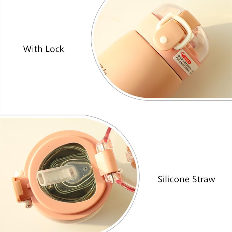 350ml/500ml Cartoon Stainless Steel Vacuum Flasks With Straw Portable Kids Thermos Mug Thermal Water Bottle Tumbler Thermocup