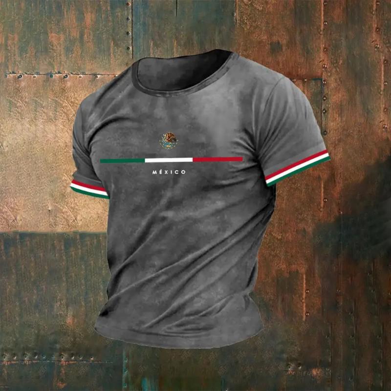 Mexico T Shirt For Men Fashion 3D Eagle National Flag Print Pattern Short Sleeve Oversized T-shirt Leisure O-neck Tee Streetwear