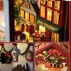 Miniature Dollhouse Christmas Wooden Puzzle Miniature House Kit with Bookshelf Music Box and Sensor Christmas 3D DIY Craft Beginner Adult Birthday