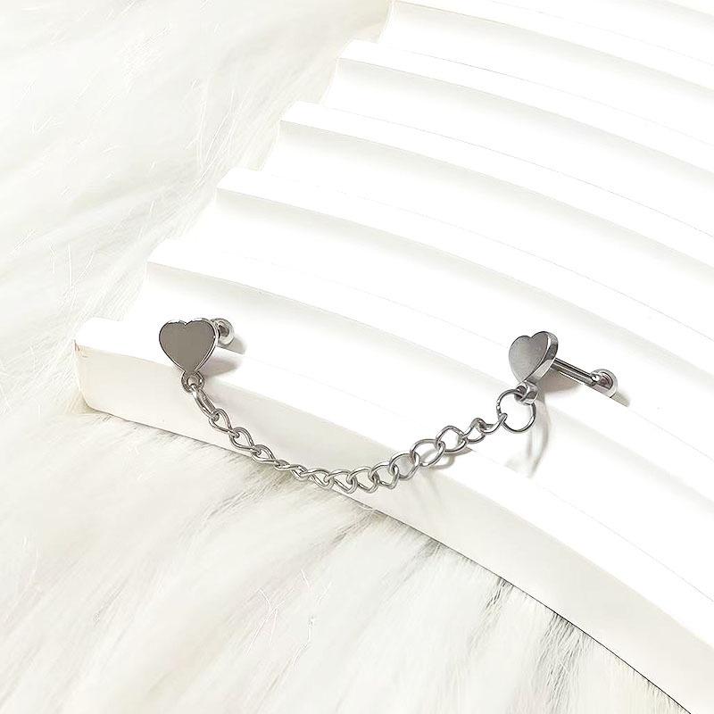 Women's Stainless Steel & Titanium Star Heart Butterfly Double Ear Chain Earrings
