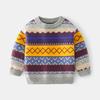 Boys' Long-sleeved Casual Sweater Children's Retro Plaid Pattern Fashion Pullover Sweater