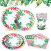 Hawaiian Leaves Flower Disposable Tableware Summer Theme Birthday Party Decor Paper Cup Napkin Tropical Hawaii Party Supplies