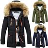 Luxuriöser Herren-Trenchcoat mit Pelzhaube Warmer Winterparka für Outdoor-Abenteuer