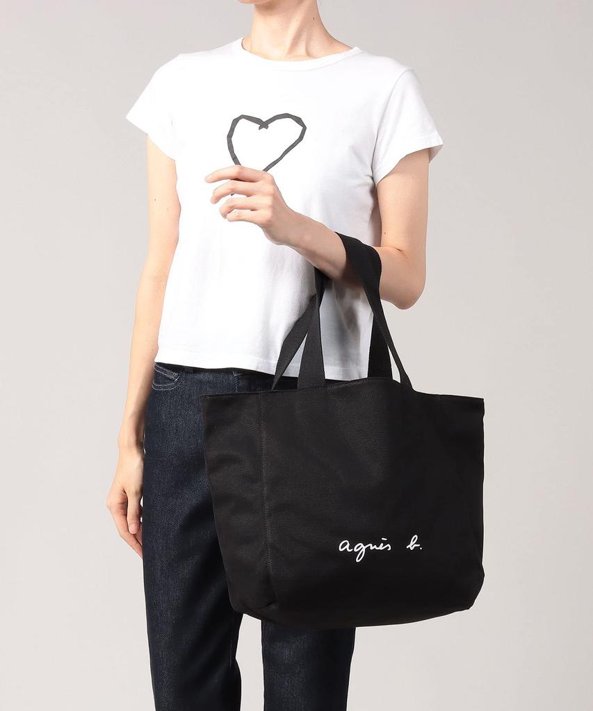 agnes Logo Tote Bag Web Black b. GO03-01, Exclusive, Women's,