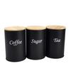 Bamboo Lid Square Metal Storage Tin for Coffee, Sugar, Tea - European American Style