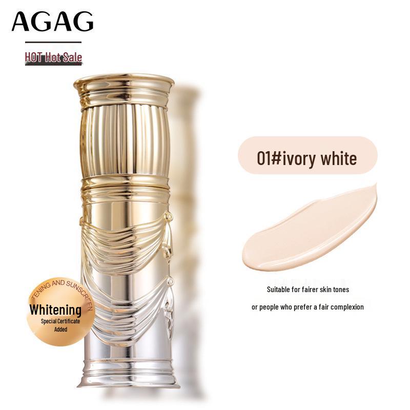 AGAG Flawless Whitening Foundation: Waterproof, Sweatproof, Long-Lasting, Corrects Skin Tone, Brightens & Conceals 30g
