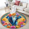 Elephant Round Area Rug,Carpet Rug for Living Room Bedroom Sofa Playroom Decor,Non-slip Floor Mat