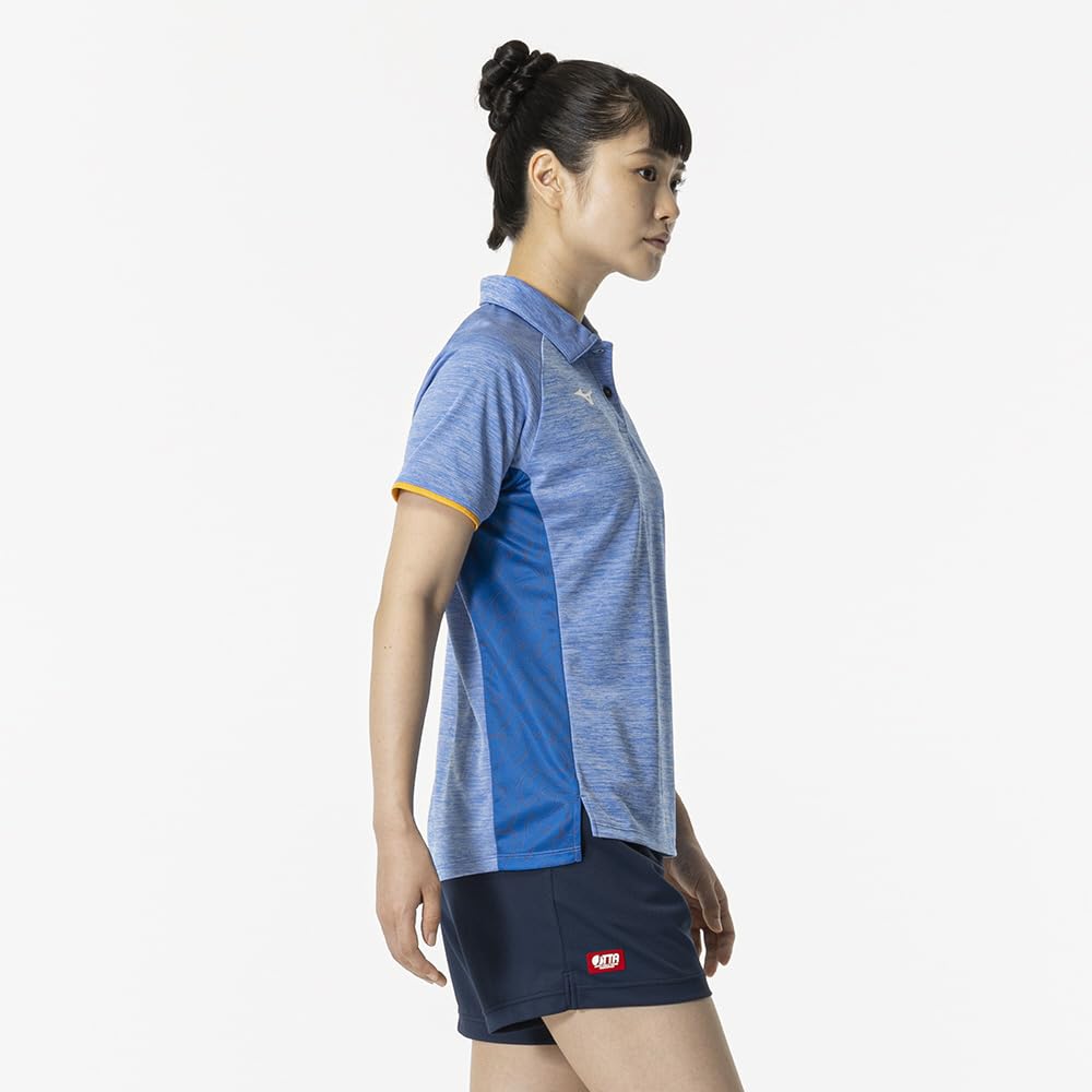 Mizuno Table Tennis Game Short JTTA Sonic Size 82JAB210 Shirt, Sleeve, Certified, Moisture-Wicking, Quick-Drying, Women's, Blue, 2XL,