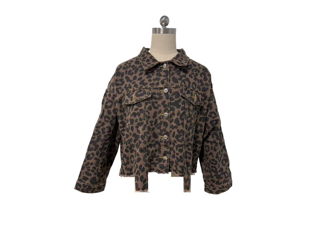 2025 Herbst/Winter Jeansjacke mit Leopardenmuster - Modische, lässige Damen-Oberbekleidung