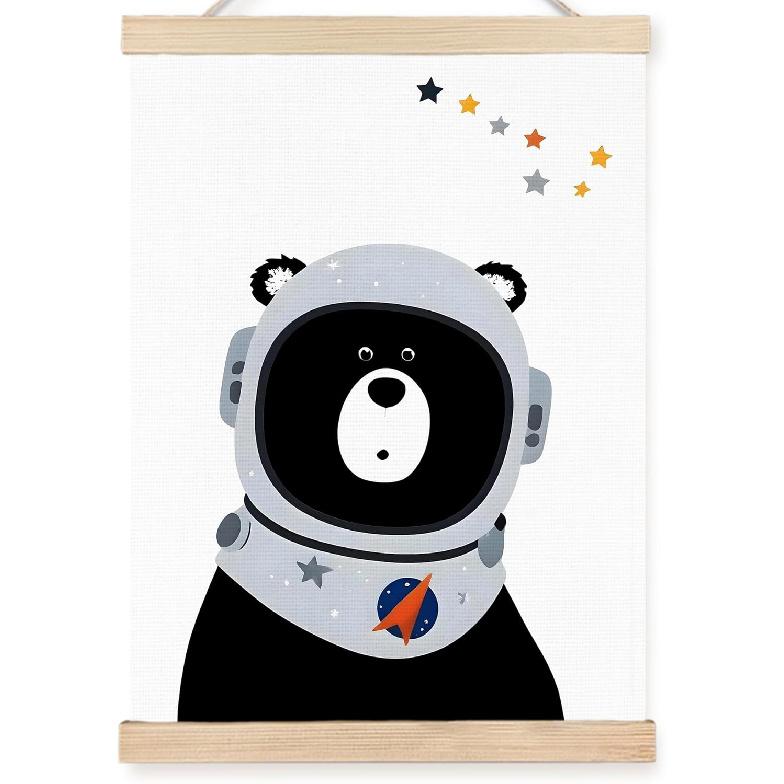 FDHSPAAM Space Rocket Kids Wall Art Decor, Space Nursery Decor, Fantasy Blue Spaceship Planet Star Wall Art Posters for Nursery Home Kids Boys