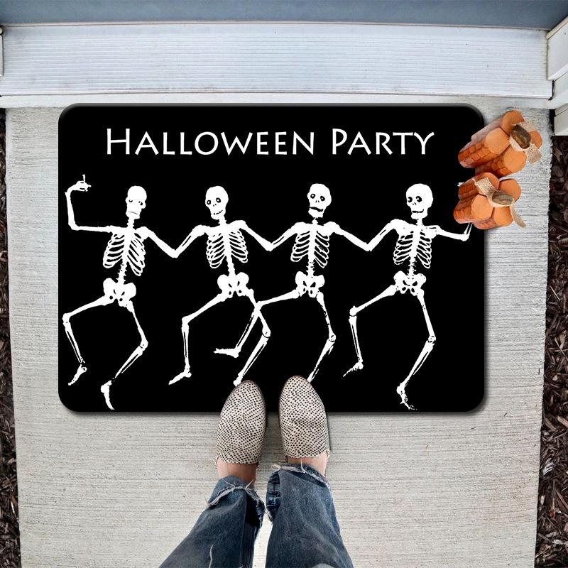 Halloween Skull Floor Mat, Absorbent Foot Pad, Easy To Take Care Of At Home, Dirt-Resistant Door Mat Can Be Labeled