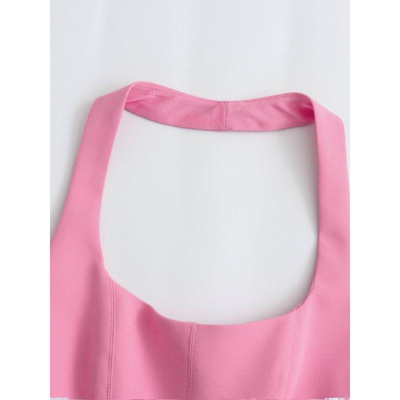 Kaslead Women's Clothing Fashion Casual Hanging Collar Tops