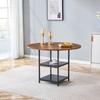Round Dining Table with 107 Cm Diameter and Double Shelf In Walnut Look, MDF Top + Metal Frame, Suitable for 2–4 People, for European Family Meals.