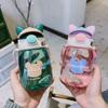 550 ML Kids Sippy Cup vannflasker Kreativ tegneseriemating med sugerør og lokk Sølsikre bærbare småbarn drikkekopper