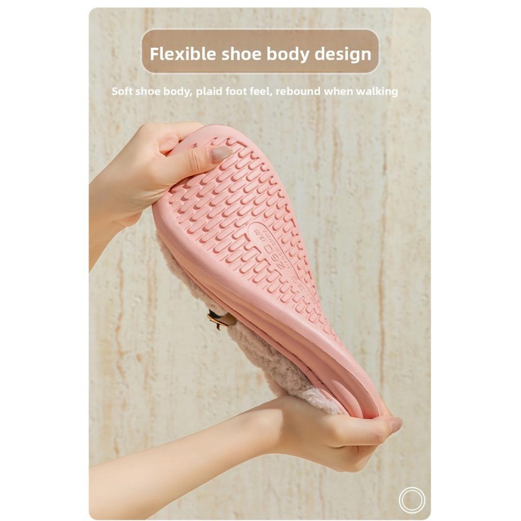 Wear Resistant, Anti Slip, Lightweight Plush Slippers with Warm and Thick Soles for Couples, Home Warming Cotton Slippers In Winter