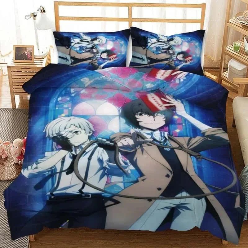 3D Kreslený Set Povlaku na Přikrývku Bungo Stray Dogs Příběhy Ztracených Ložní Sety Přikrývka Povlak na Přikrývku Povlak na Polštář Pro Domácí Textil