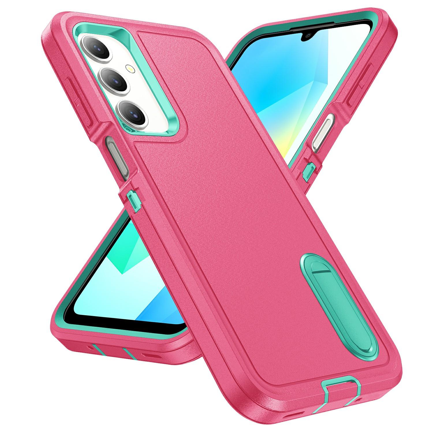 

For Samsung Galaxy A16 4G/5G Case Kickstand Phone Cover PC+Silicone+EVA 3-in-1 Design Dark Blue+Light Cyan