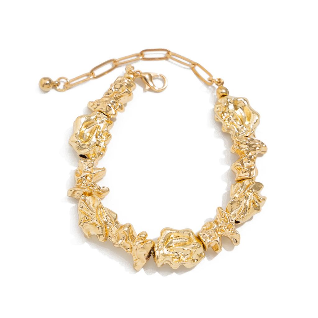 Punk Style Liquid Metal Pleated Necklace Female, Fashion Irregular Lava Chain Collarbone Collar