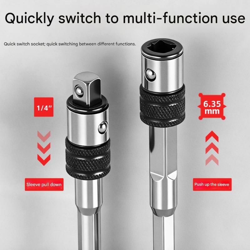 Universelle Bithalter-Verlängerung mit Selbstverriegelungsfunktion für elektrische und manuelle Schraubendreher für Hand- und Elektrowerkzeuge