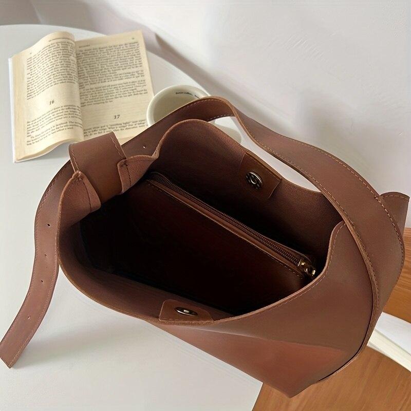 Women Shoulder Bag Solid Fashion Handbag Crossbody Bag Women's Minimalist PU Leather Bag for Work