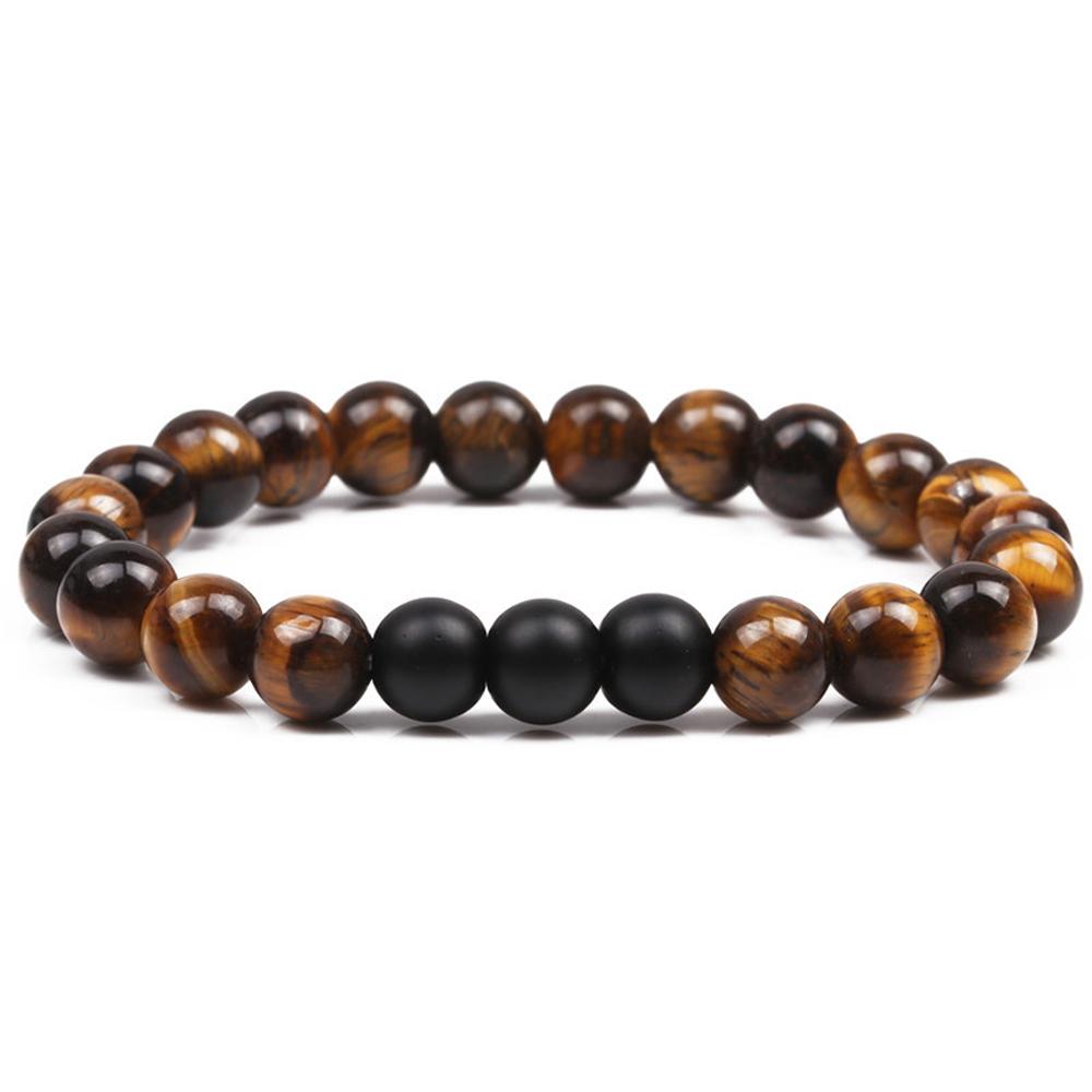 Chakra Beaded Bracelet Men 8mm 12mm Natural Stone Lava Rock Tiger Eye Onyx Matte Howlite Healing Beads Charm Yoga Women Jewelry